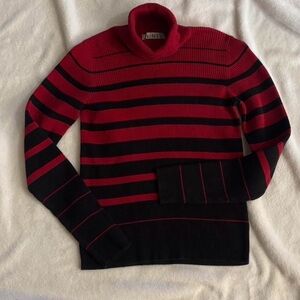 Vintage 90’s Red and Black Striped Turtleneck Sweater in EUC